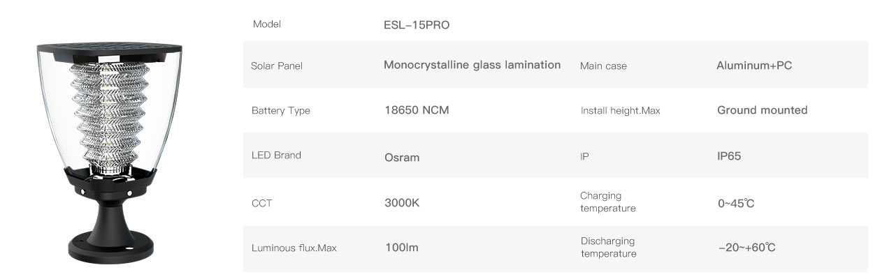 sresky solar garden light IMAGE ESL-15PRO-16