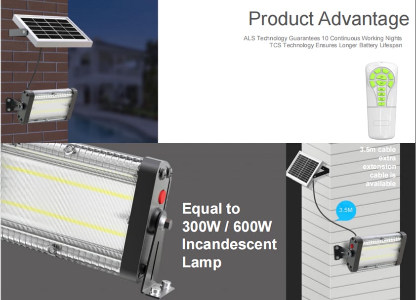 Vỏ đèn tường năng lượng mặt trời SWL 20PRO 2